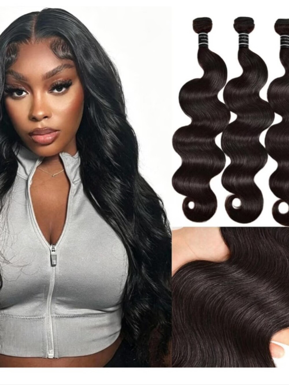 Body Wave Human Hair Bundles 16" 16" 16" | 3 Bundle Deal | Brazilian Virgin Hair